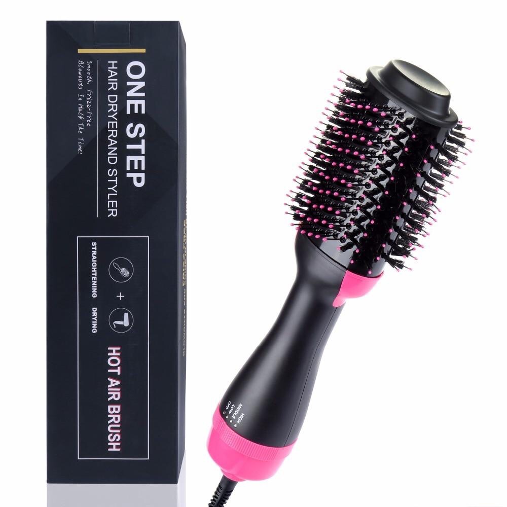 Cross-Border Hot Sales 2 In 1One Step Hot Air Comb Curly Hair Straightener Multi-Functional Infrared Negative Ion Blow Comb Curly Hair Straightener Styling Comb Net Red Comb
