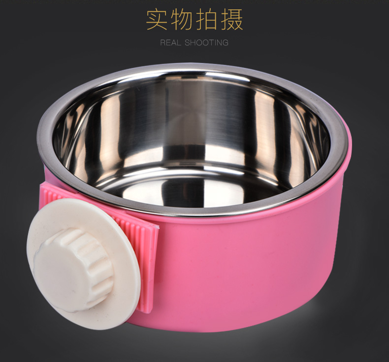 厂家直销宠物碗 塑料狗碗胸背带牵引绳 猫咪幼犬吃喝两用宠物双碗详情图5