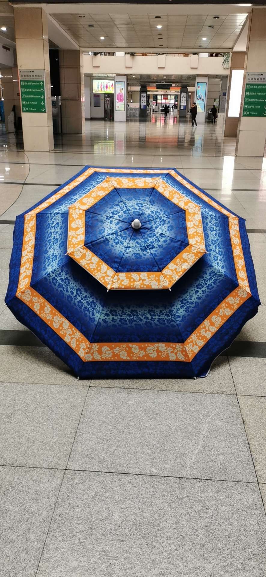 200CM double-layer polyester fiber umbrella for sun and rain protection, beach trade umbrella Specification image