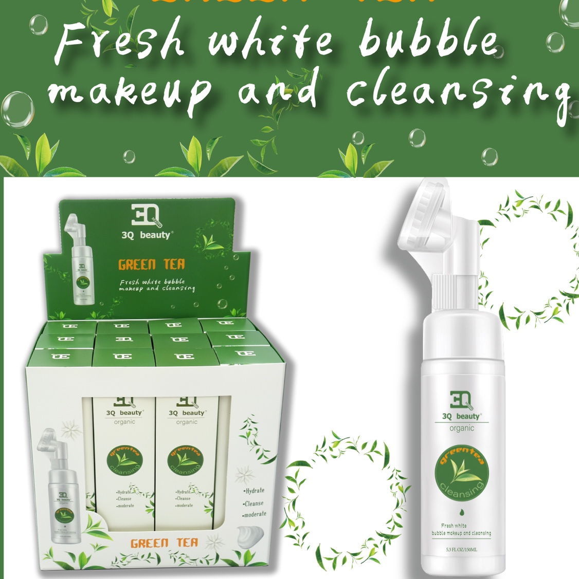 3Qbeauty Green tea bubble cleanser factory direct wholesale