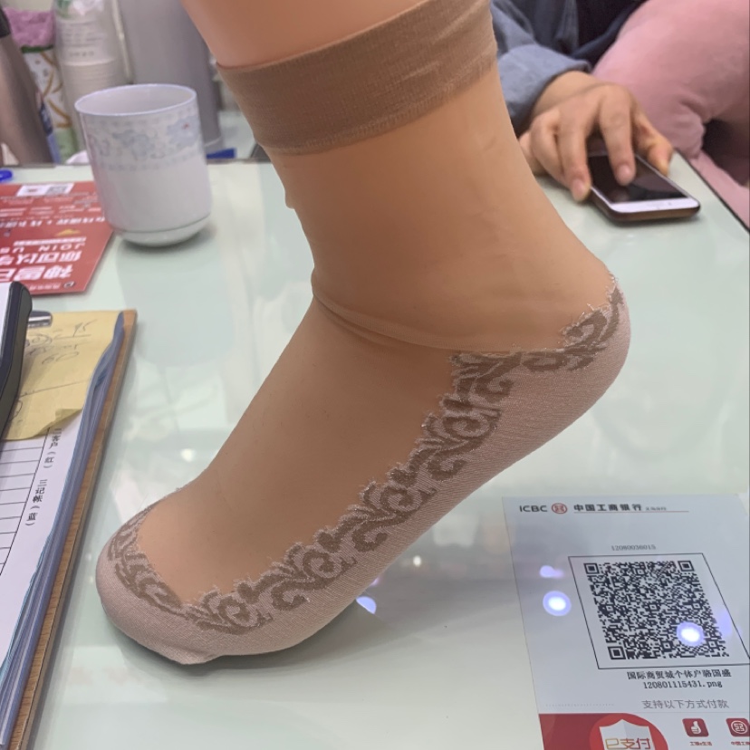 水晶棉底丝袜