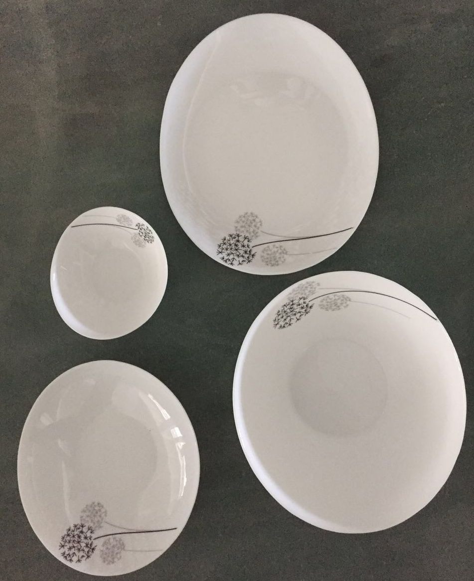 Yiwu Good Goods 27-head White Glass Tableware, White Jade Porcelain Green and Environmentally Friendly Tableware Gift set pic 2