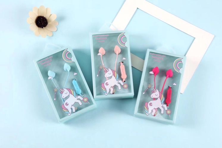 唐卡唐卡小耳机带麦克风可爱风学生耳麦小兔小熊独角兽水果经典黑白格子入耳式耳塞现货供应支持混批代发