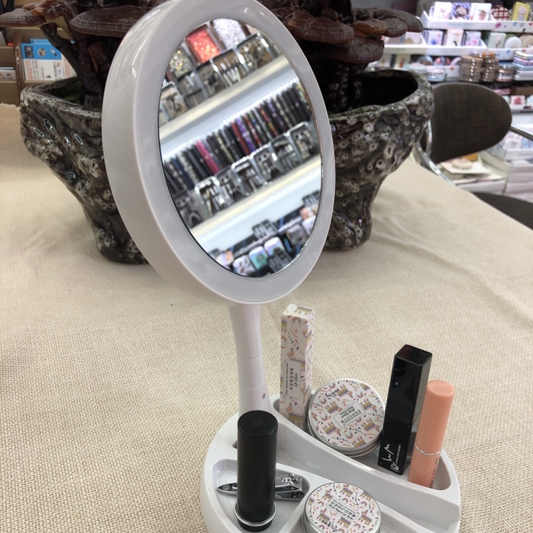 可折叠化妆镜带灯led台式桌面镜学生便捷补光美妆宿舍镜子产品图