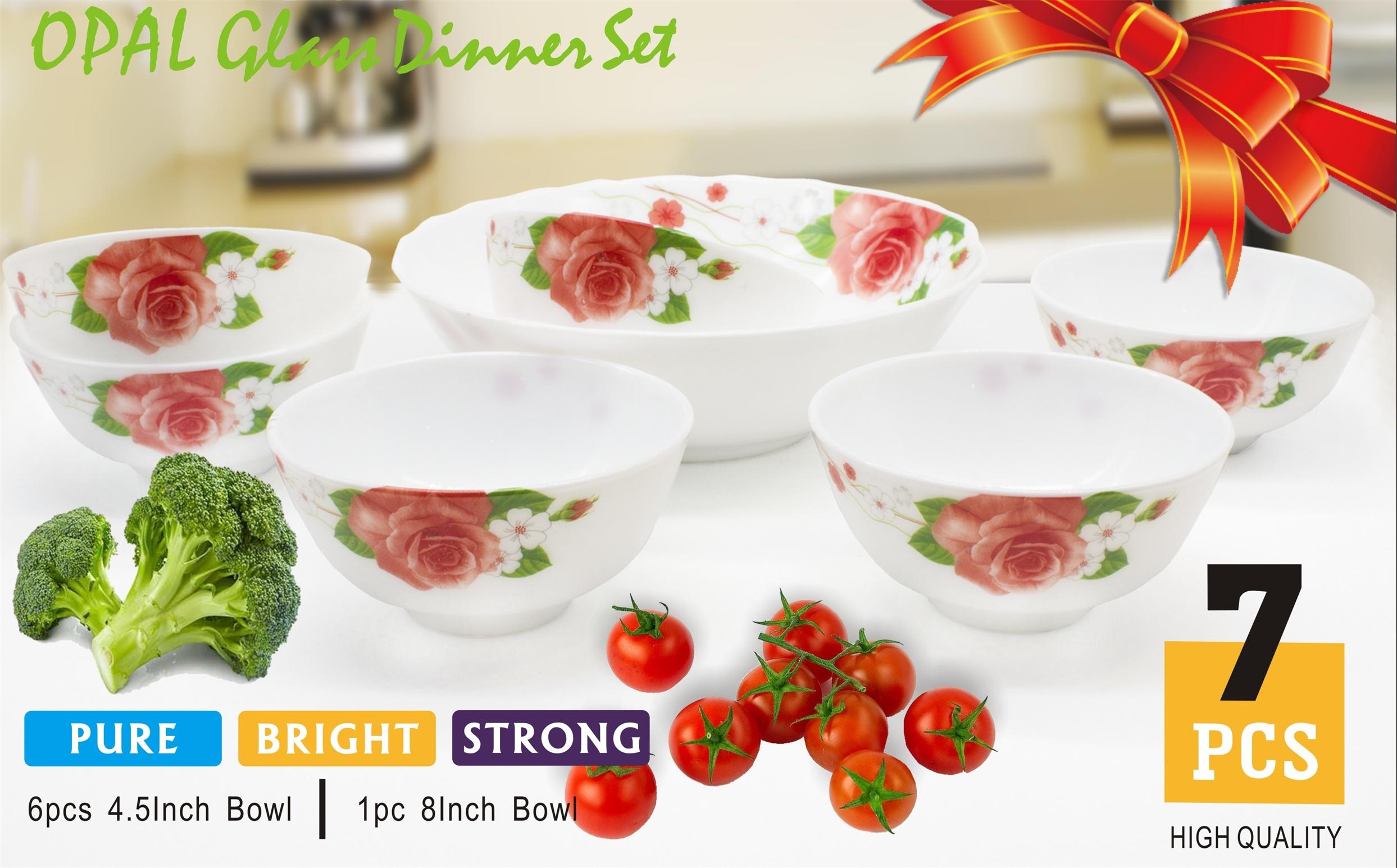 Yiwu Good Goods 7PCS SOUP SET Glass Tableware Opalescent Glass Seven-head Tableware Set detail image 4