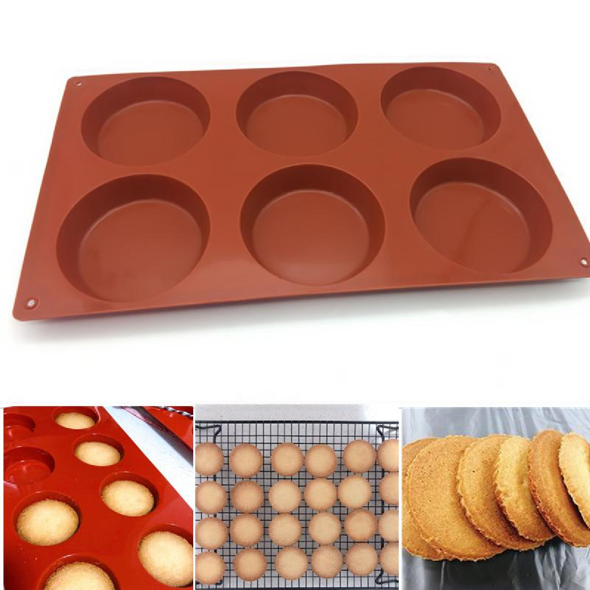 超人气黄油饼干硅胶模具圆形蛋糕 6连硅胶烤模具烘焙网红烤盘详情4