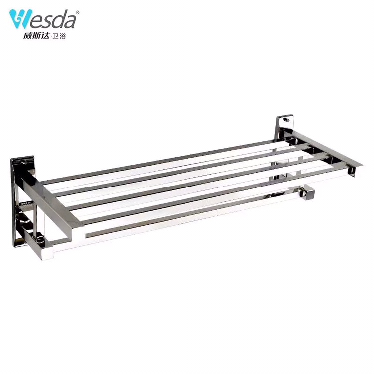 Stainless steel bath towel rack Creative bath towel rack double shelf