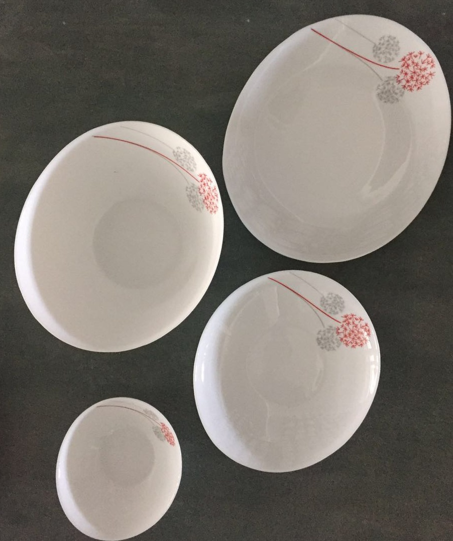 Yiwu Good Goods 27-head White Glass Tableware, White Jade Porcelain Green and Environmentally Friendly Tableware Gift set pic 4