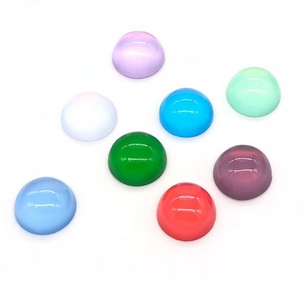 新蕊爆款猫眼DIY手工发簪树脂平底10mm厂家直销 饰品配件