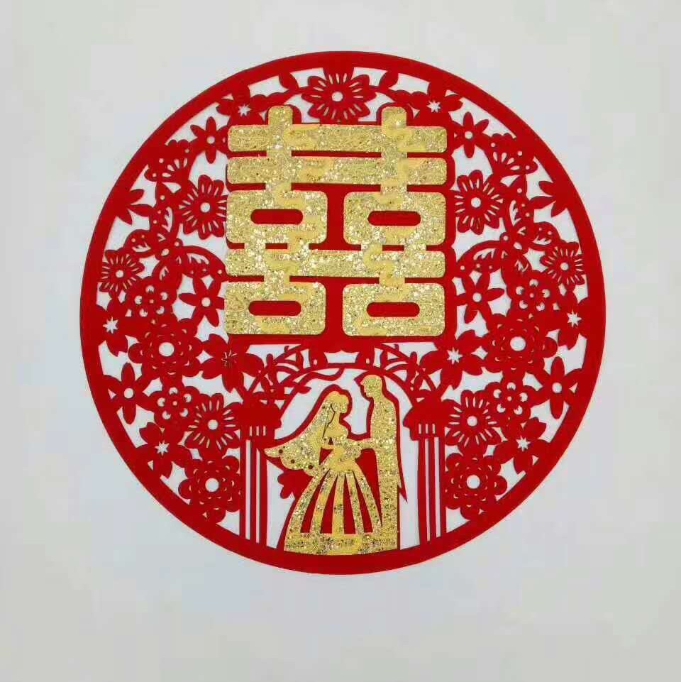 The window lattice with a hollowed-out design of the velvet character "happiness" Specification image