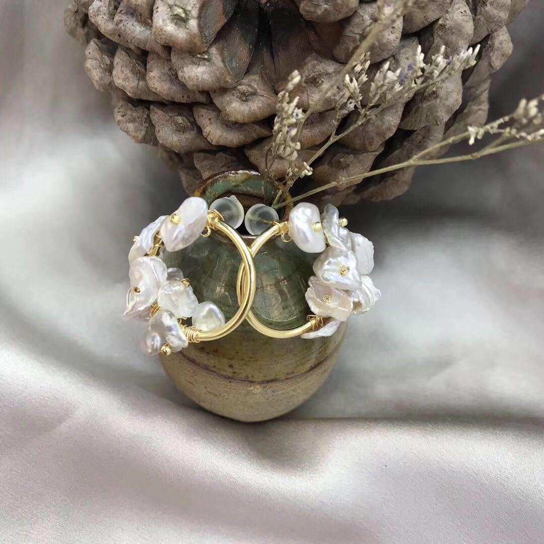Yiwu Selection handmade pearl Baroque pearl earrings fashion personality earrings Korean version of light luxury accessories thumbnail