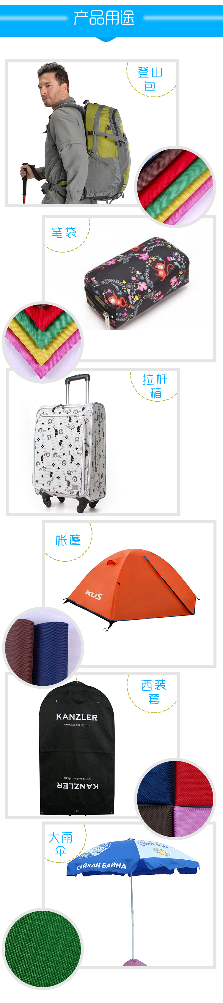 Factory direct sales of 5*5 plain weave waterproof 600D Oxford fabric mountaineering waterproof bag fabric, environmentally friendly, customizable based on samples pic 5