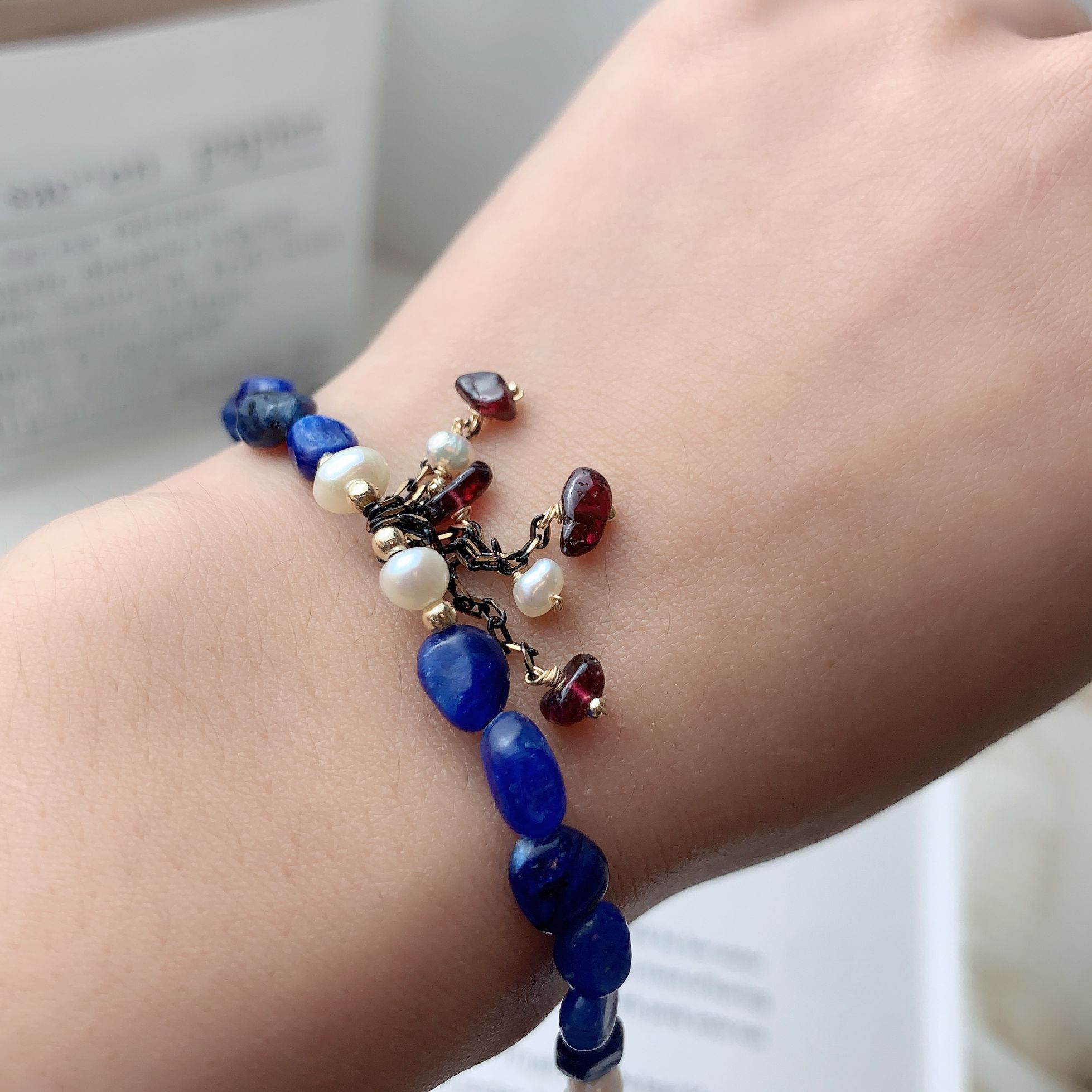 Yiwu Selection Fordora original hand-made sea color blue crystal pearl bracelet