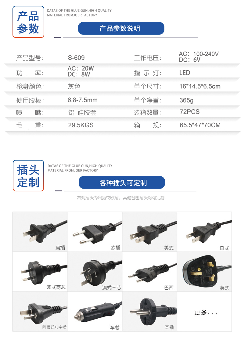 厂家直销乔尔新款热熔胶枪 无线和有线两用胶枪 电池胶枪批发详情图12