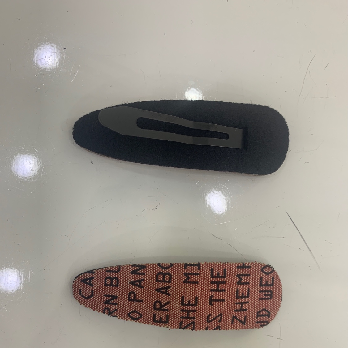 Hot new monogrammed denim ladies BB clip pair thumbnail