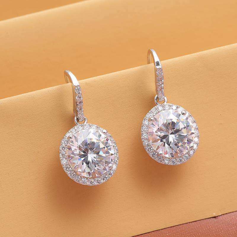 S925 Sterling silver micro-inset zircon tremella ring ear hook ear hanging Korean version of the explosion style ear accessories thumbnail