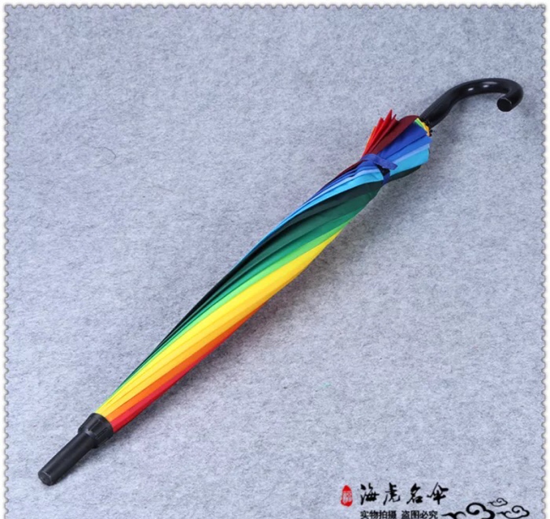 A 16-piece straight-bar super large rainbow umbrella details Picture