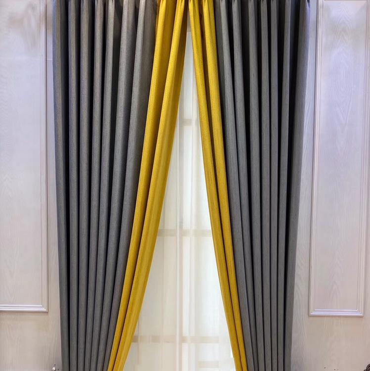 Thickened Cocoa Cotton Plain Splicing Is Suitable For Living Room Bedroom Dormitory Curtains