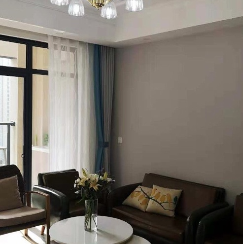 Thickened Cocoa Cotton Plain Splicing Is Suitable For Living Room Bedroom Dormitory Curtains Application Scenario
