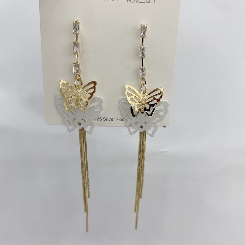 Silver Needle Earrings Close Up