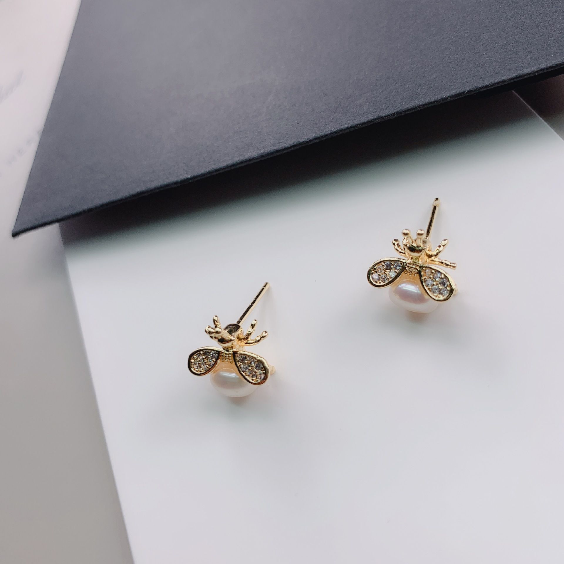 Yiwu Selection 14K gold micro - set diamond natural freshwater pearl earrings earrings joker quality earrings jewelry