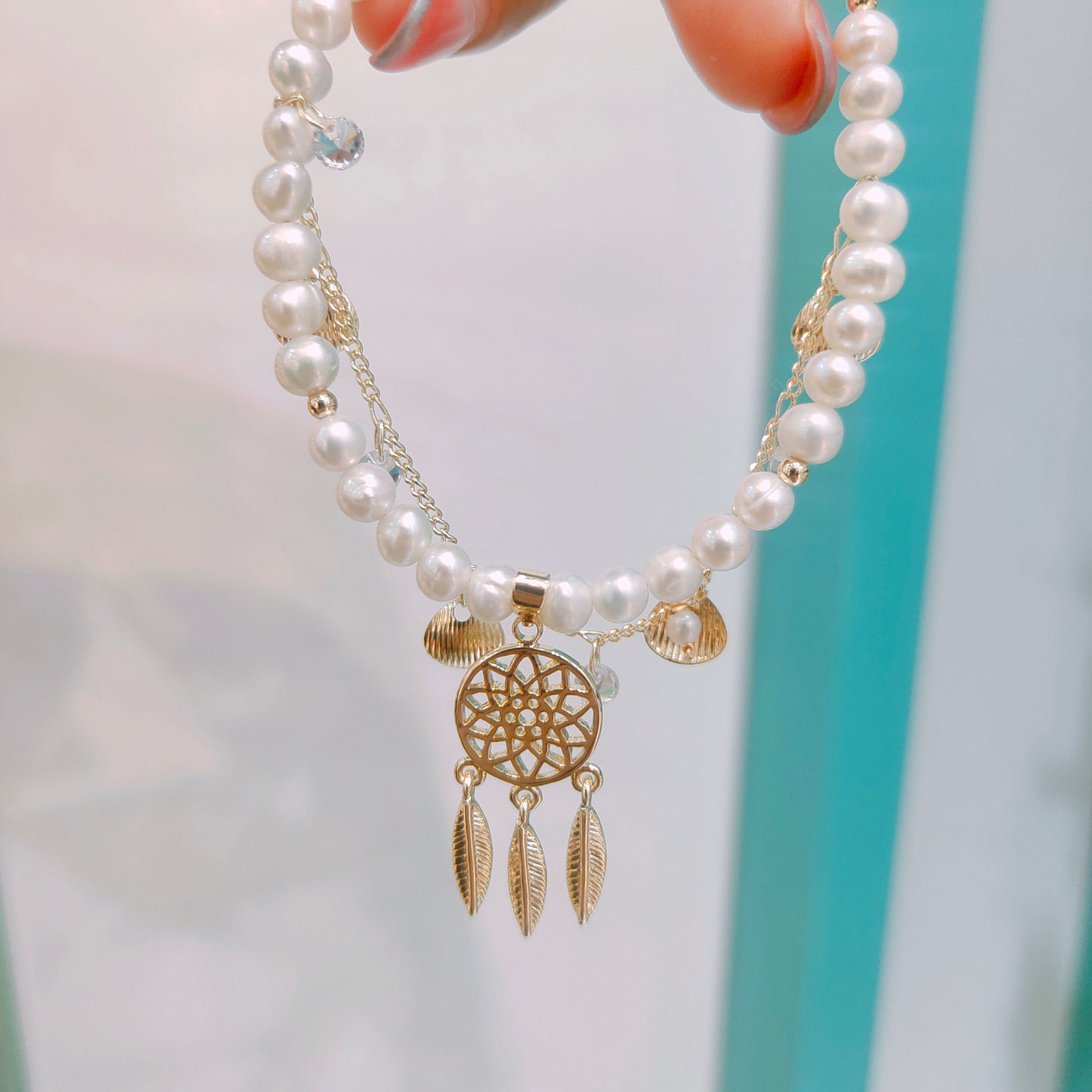 Yiwu Selection fu DORA new hot style dream catcher net romantic natural pearl bracelet bracelet bracelet thumbnail