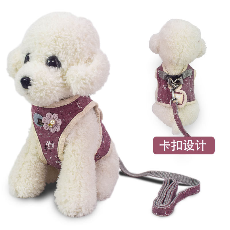 Direct sales of Korean-style square printed breathable pet leashes and dog leashes from the manufacturer details Picture