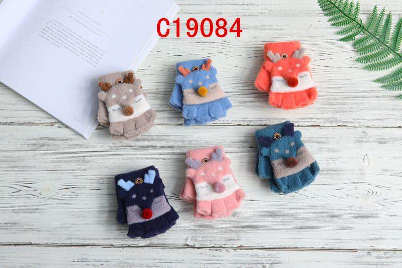 New Maidian knitted gloves for women in autumn and winter, ins cute and warm thin wool five-fingered trendy gloves, little deer gloves