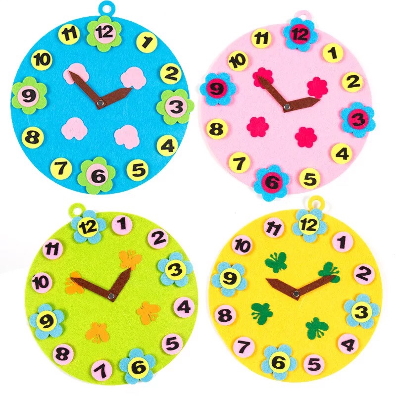 儿童益智教玩具数字认知不织布数字时钟认识时间图