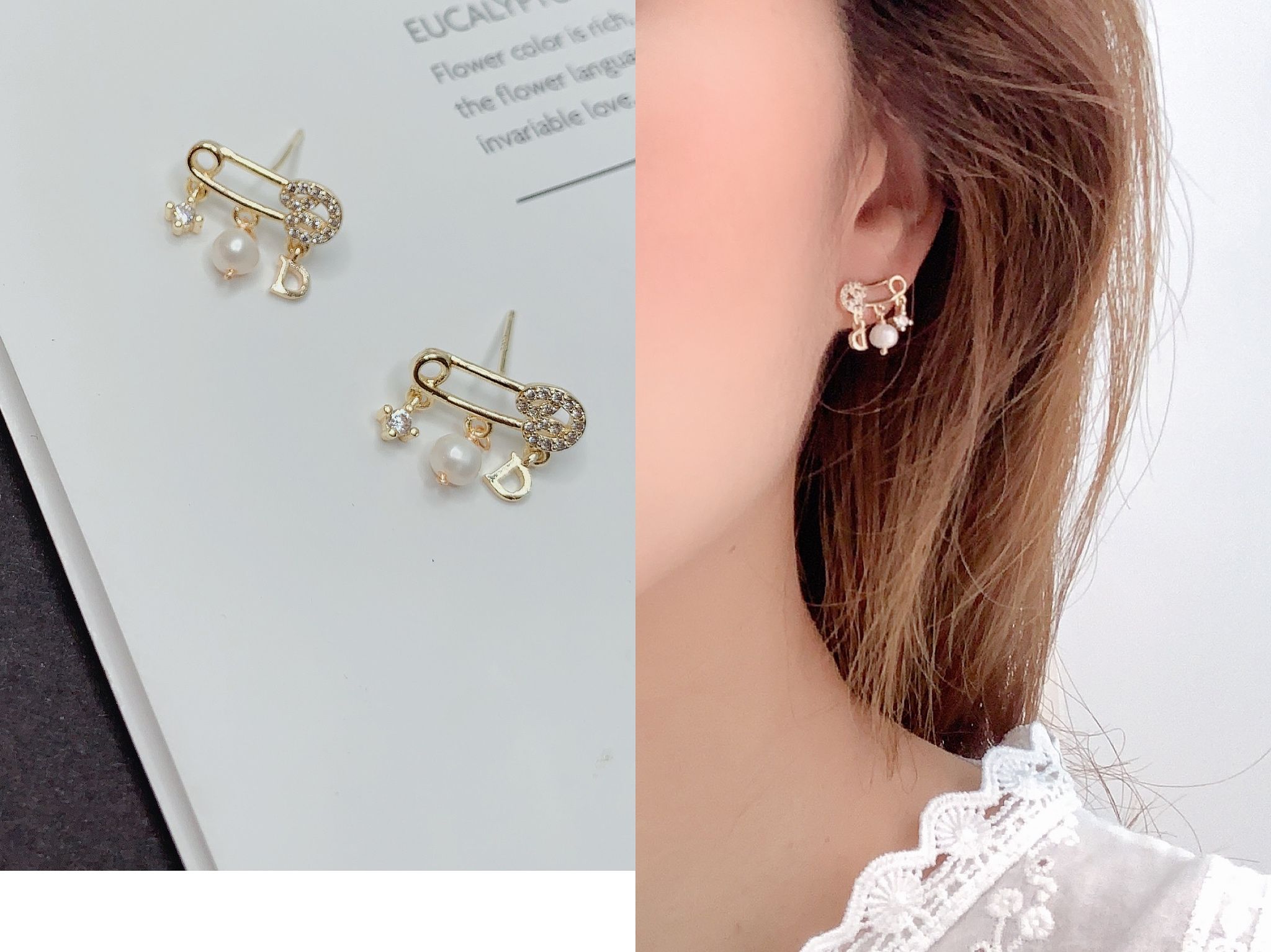 Yiwu Selection natural pearl jewelry individual paper clip earrings original jewelry