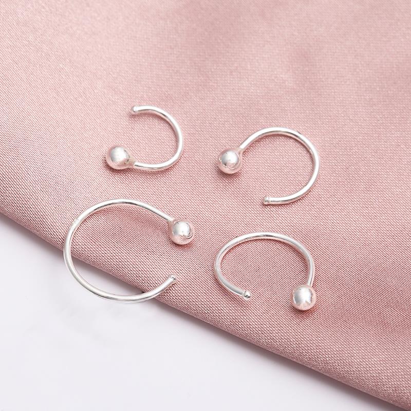 Sterling silver foot silver ear ring silver ear ring round pearl earrings thumbnail