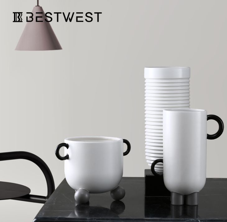 义乌好货 北欧极简几何创意陶瓷花瓶简约时尚软装新年摆件