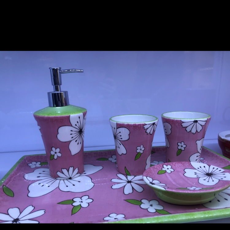 陶瓷印花卫浴六件套带地盘细节图