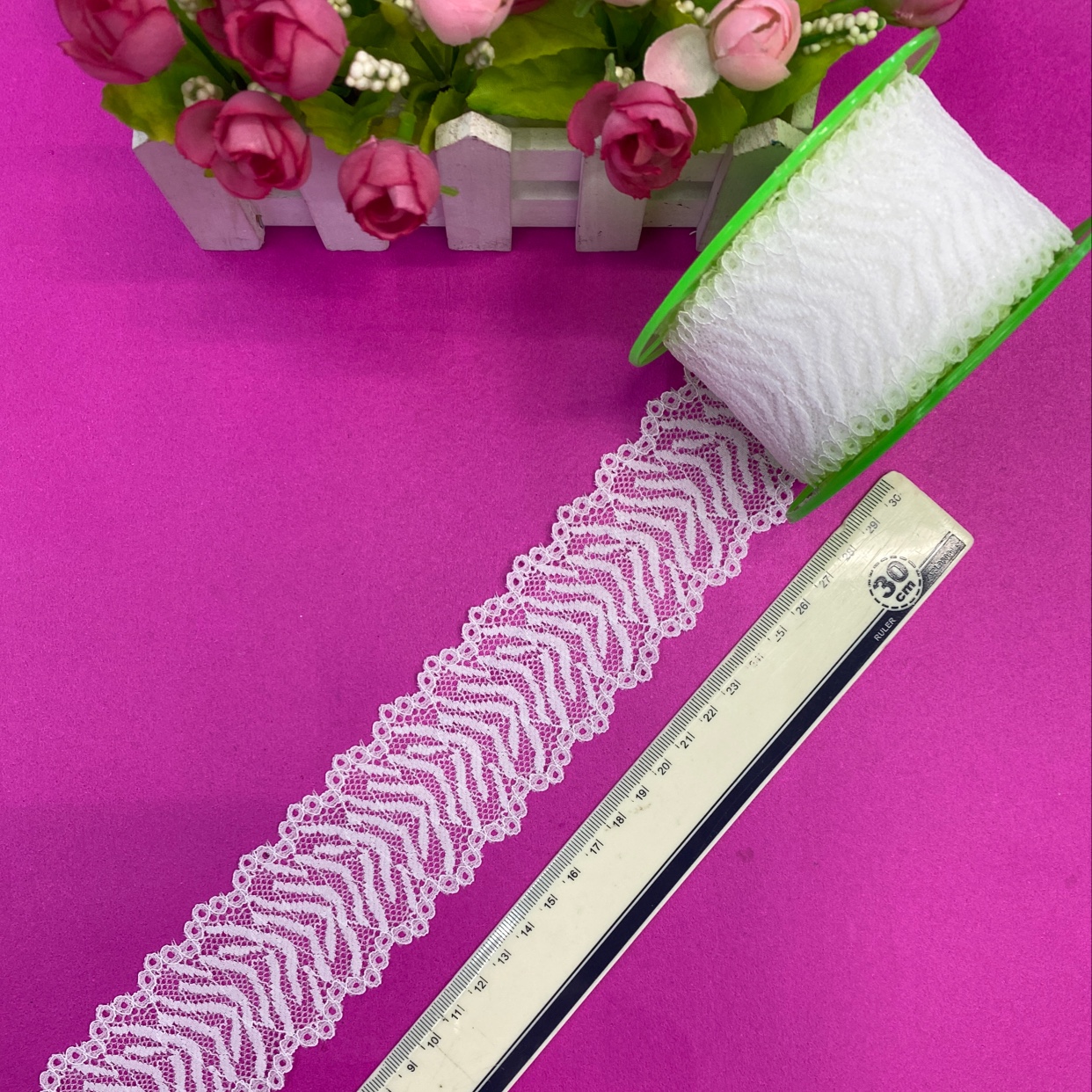 LH0840 (5.5CM width) Lace trim, elastic trim, non-elastic trim, eyelash trim, lace fabric, clothing accessories, new style trim Specification image
