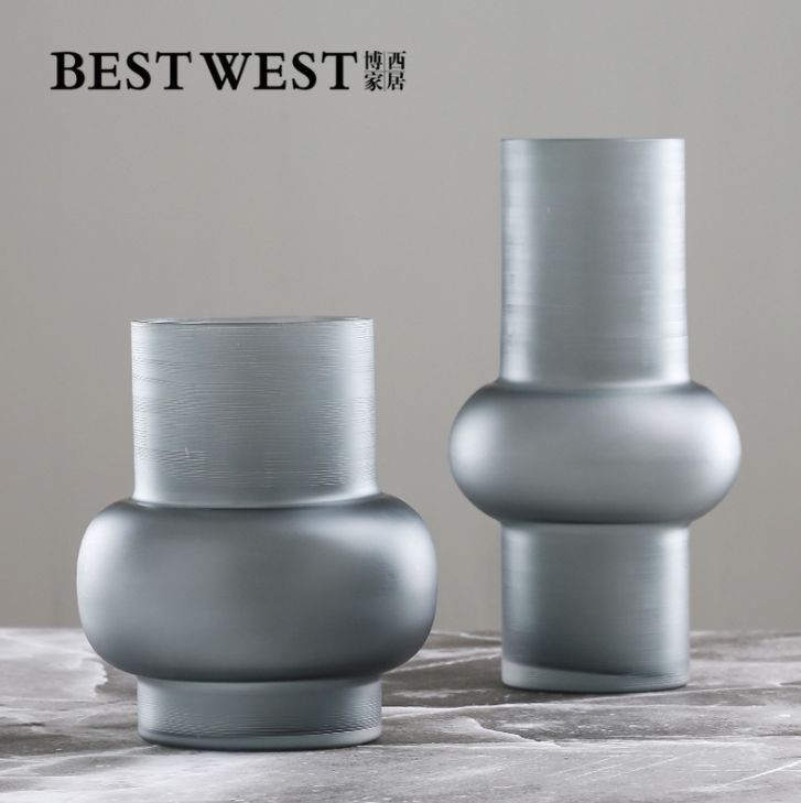 义乌好货 新品冷灰色创意北欧玻璃花瓶摆件 水培装饰花瓶