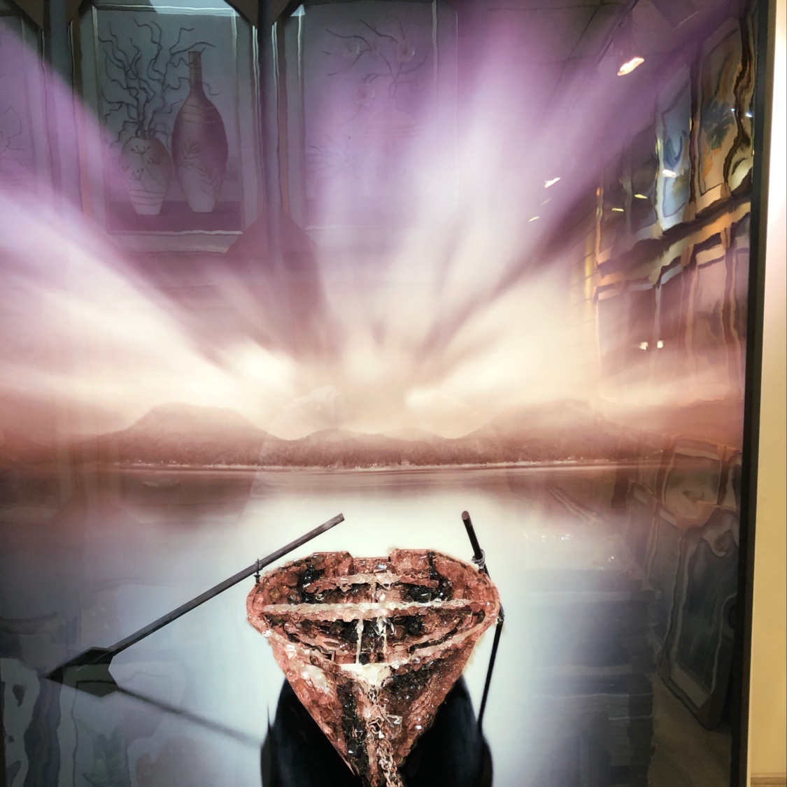 Hand-made crystal shell decorative painting in natural light