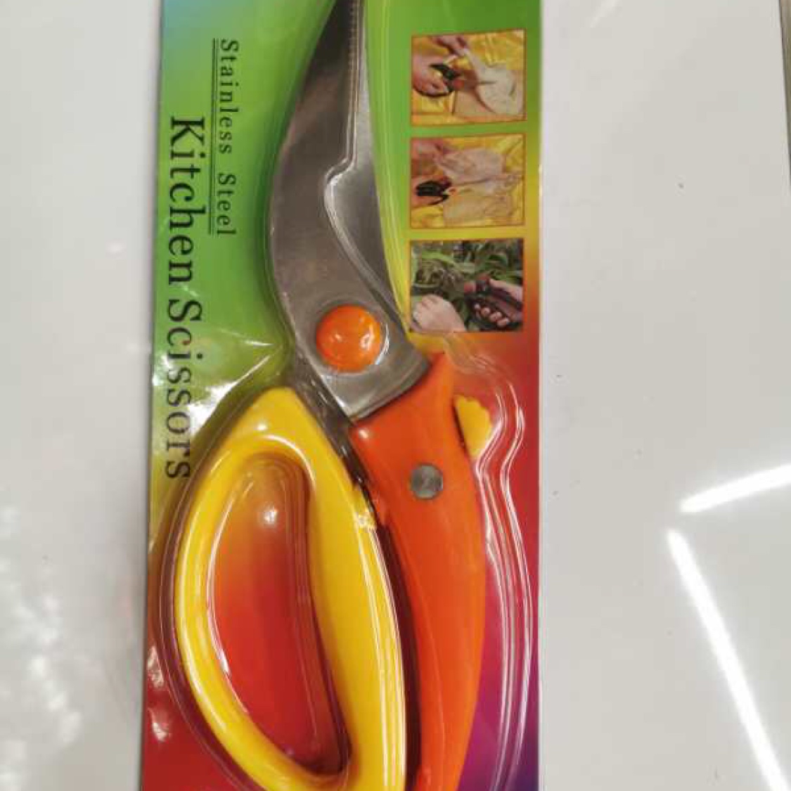 Double color chicken bone scissors 156g 22.5cm chicken bone beef pork vegetable scissors