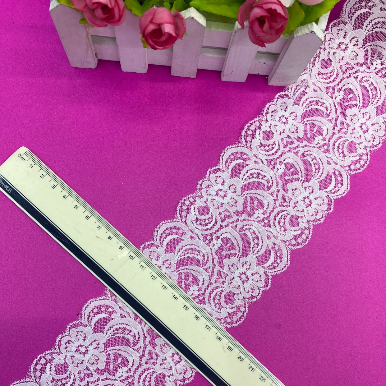 LH0548 (8.5CM width) Lace trim, elastic trim, non-elastic trim, eyelash trim, lace fabric, clothing accessories, new style trim Specification image