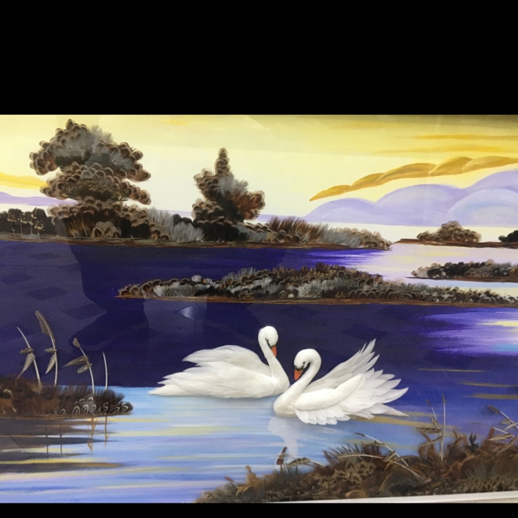 羽毛系列实木框装饰画细节图