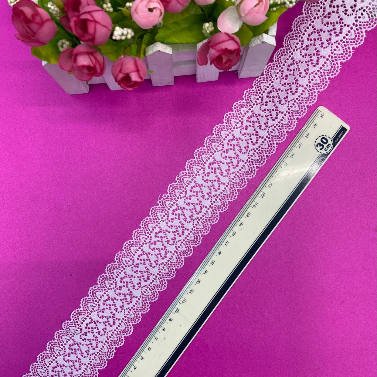 F0231 (width 5CM) Lace trim, elastic trim, non-elastic trim, eyelash trim, lace fabric, clothing accessories, new style trim Specification image