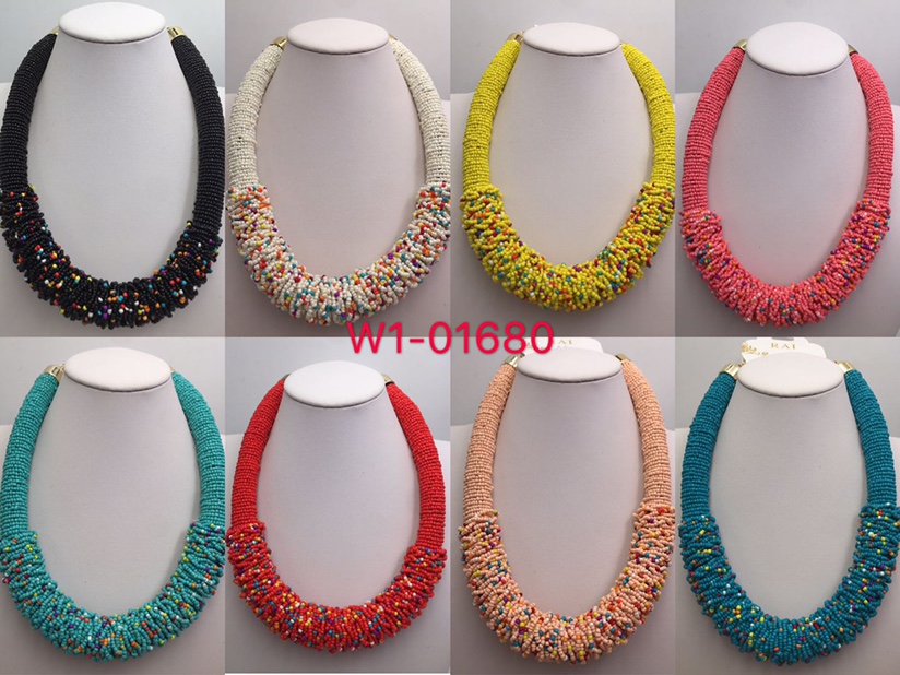 纯手工米珠项链 夸张波西米亚风格项链