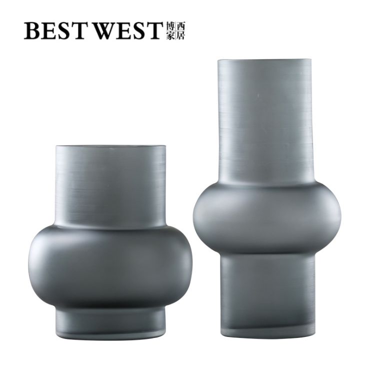 义乌好货 新品冷灰色创意北欧玻璃花瓶摆件 水培装饰花瓶细节图