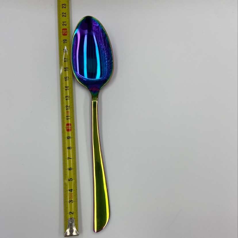 不锈钢201斜尾镀钛金黑色彩金玫瑰金刀叉勺细节图