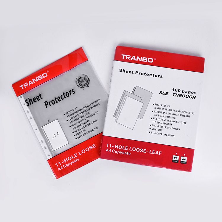 全标文具TRANBO 11孔PP文件页 A4清晰格纹文件袋办公用可定制logo
