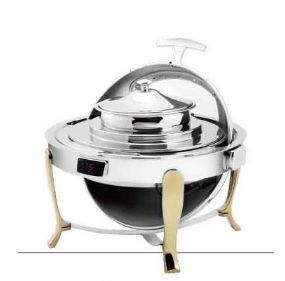 Gold-plated visible temperature-controlled circular self-service soup stove/water-receiving type Chafing Dish