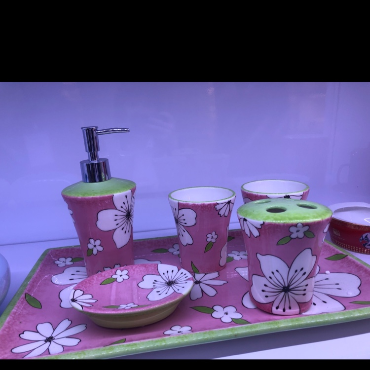 陶瓷印花卫浴六件套带地盘