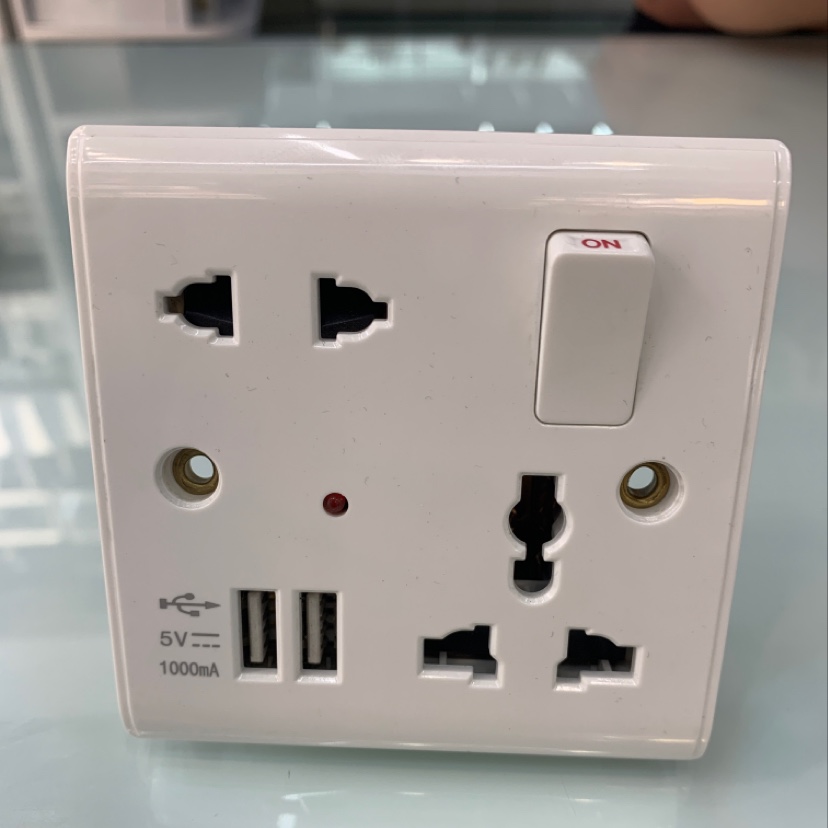 One opening with five holes and dual USB sockets