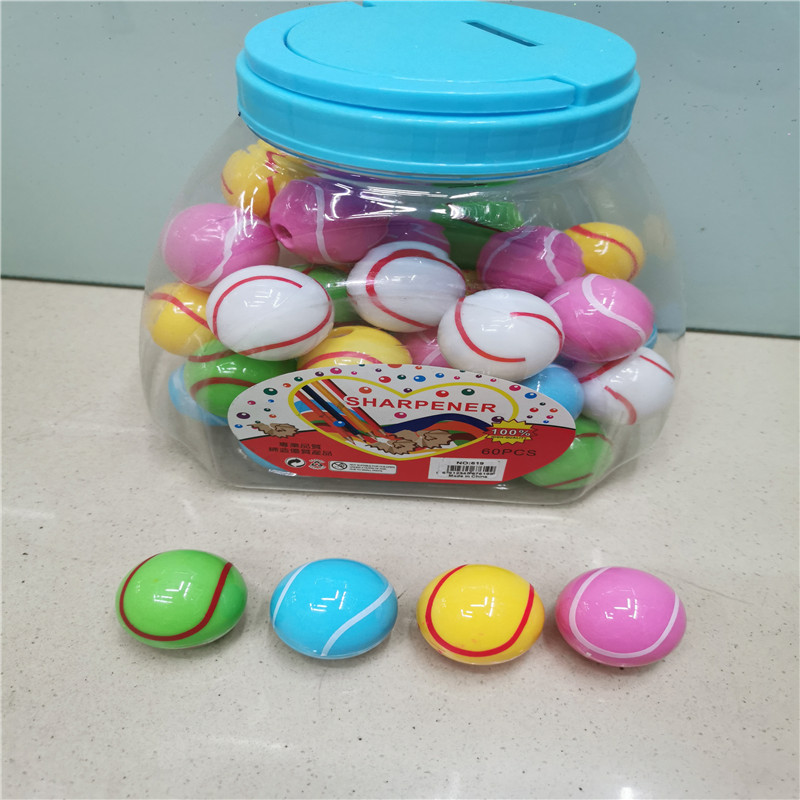 足球卷笔刀篮球卷笔刀西瓜笑脸橄榄树卷笔刀单孔削笔刀学习用品白底实物图