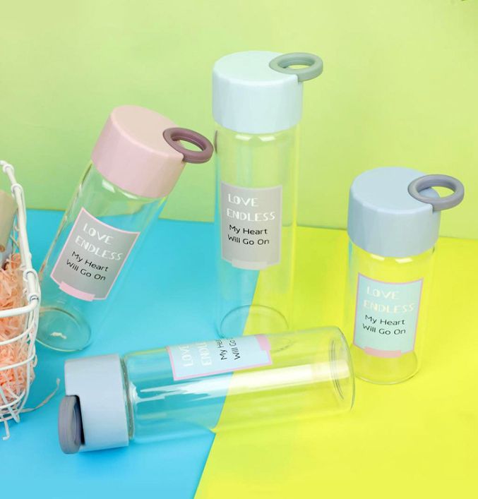 New Korean-style colorful holiday creative simple transparent leak-proof glass water cup from Yiwu Good Goods details Picture