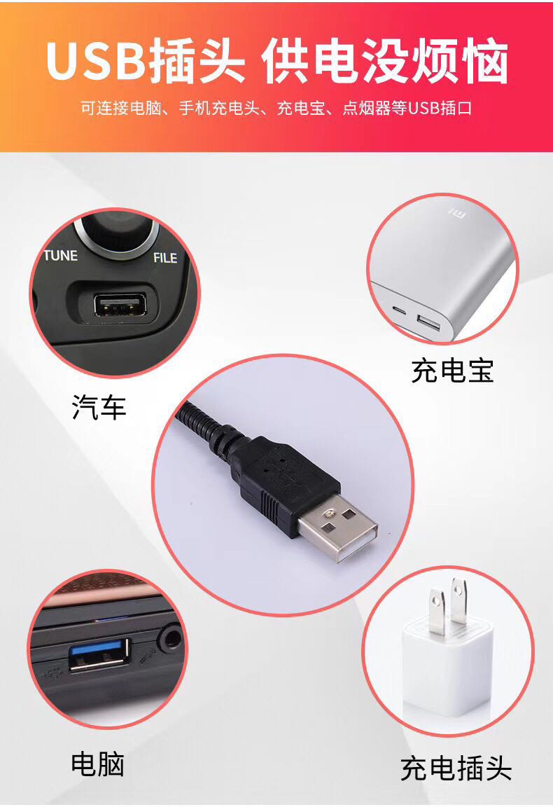 汽车U型简约USB满天星LED车内灯厂家直销产品图